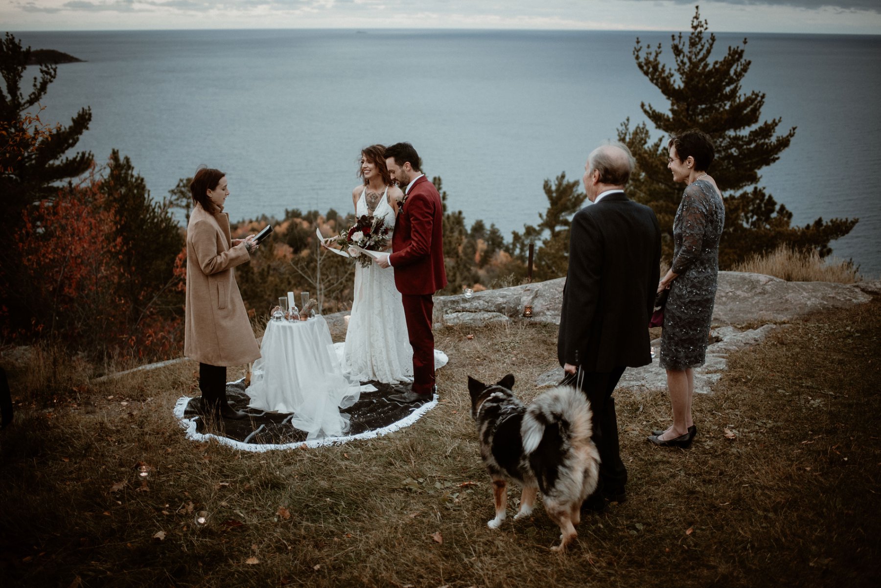 Sugarloaf mountain elopement wedding in Michigan.