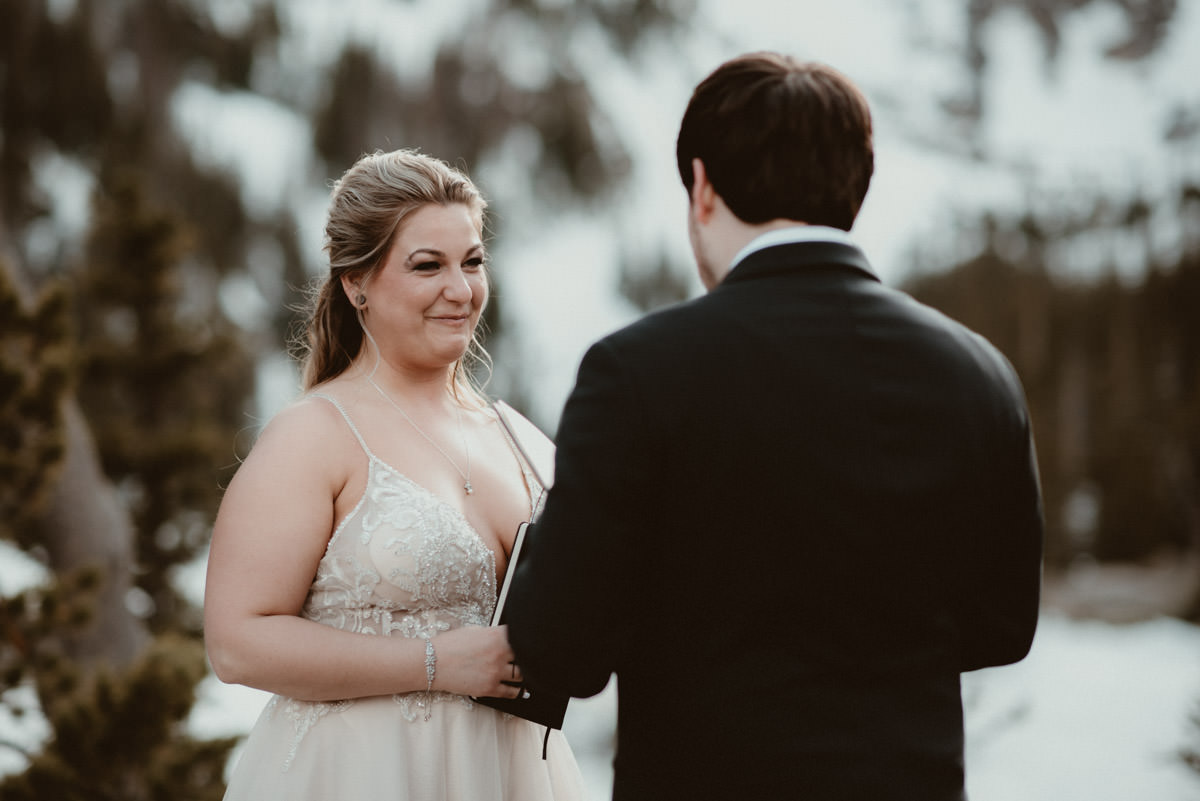 Reading letters at elopement ceremony.