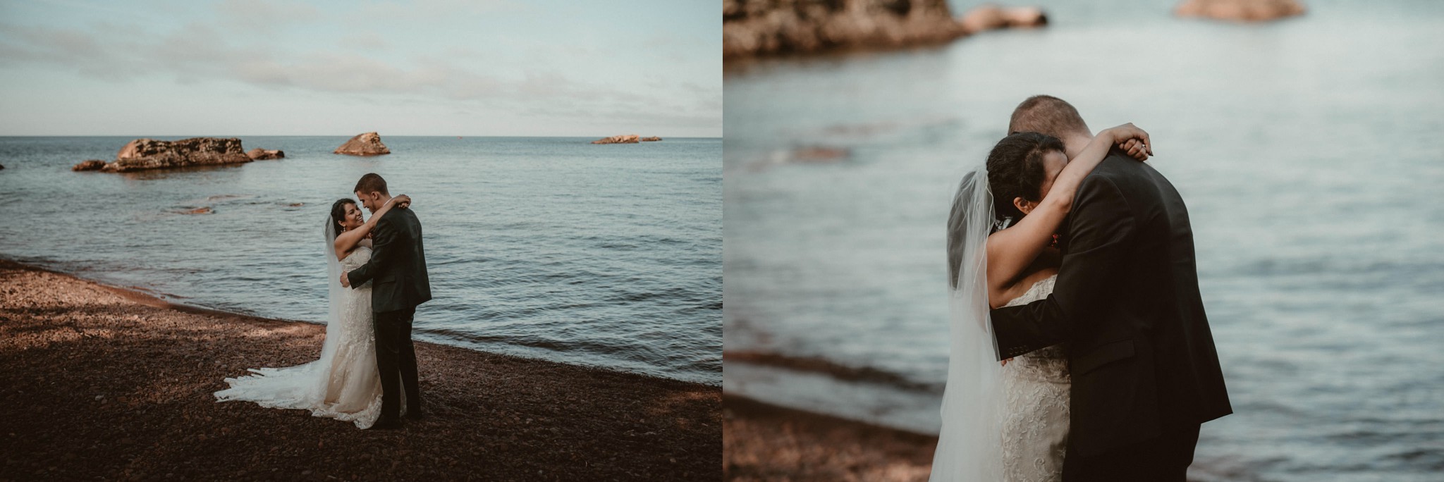 Elopement ceremony at Horseshoe Harbor near Copper Harbor, MI