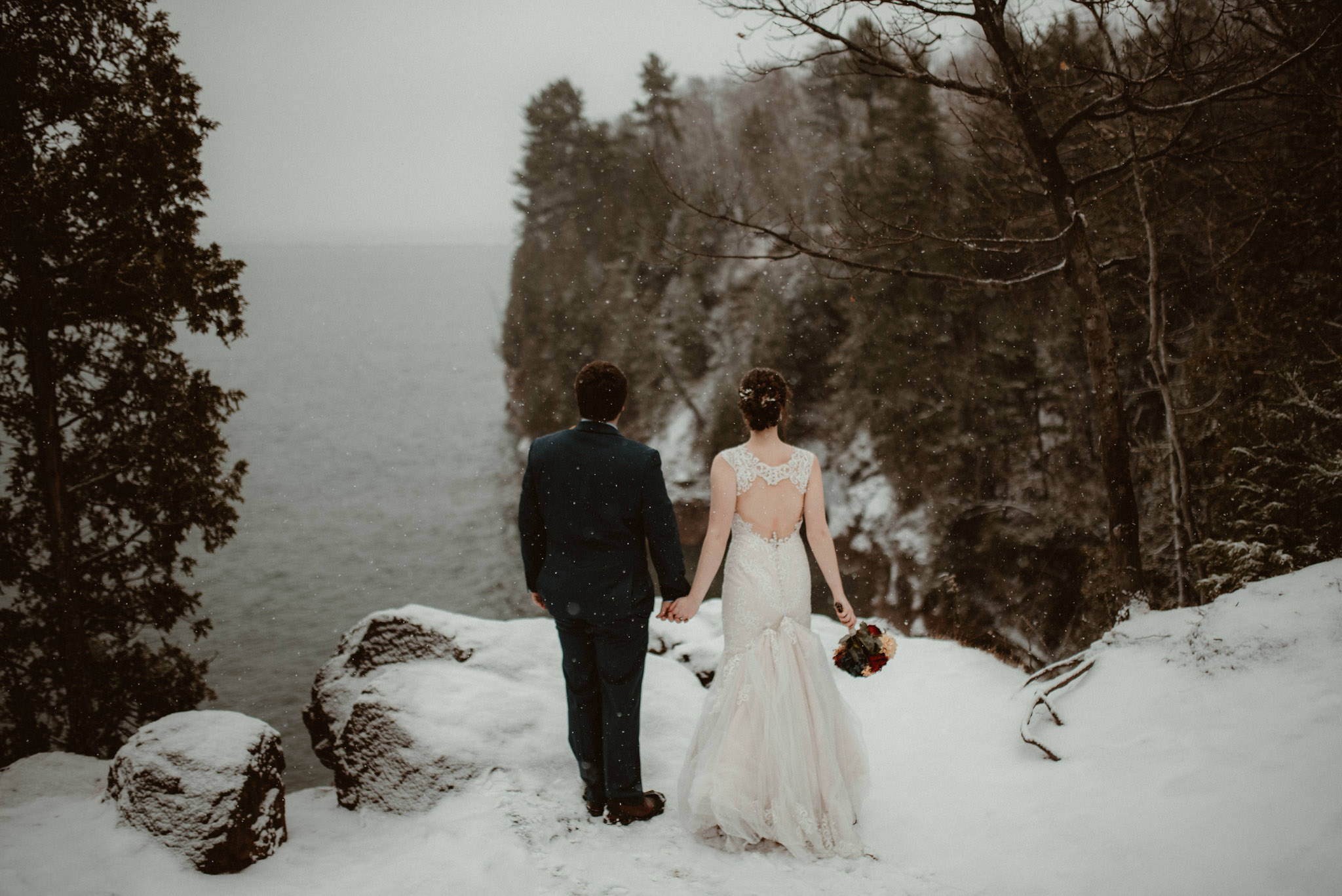 Winter Elopement in Marquette: Sugarloaf Mountain