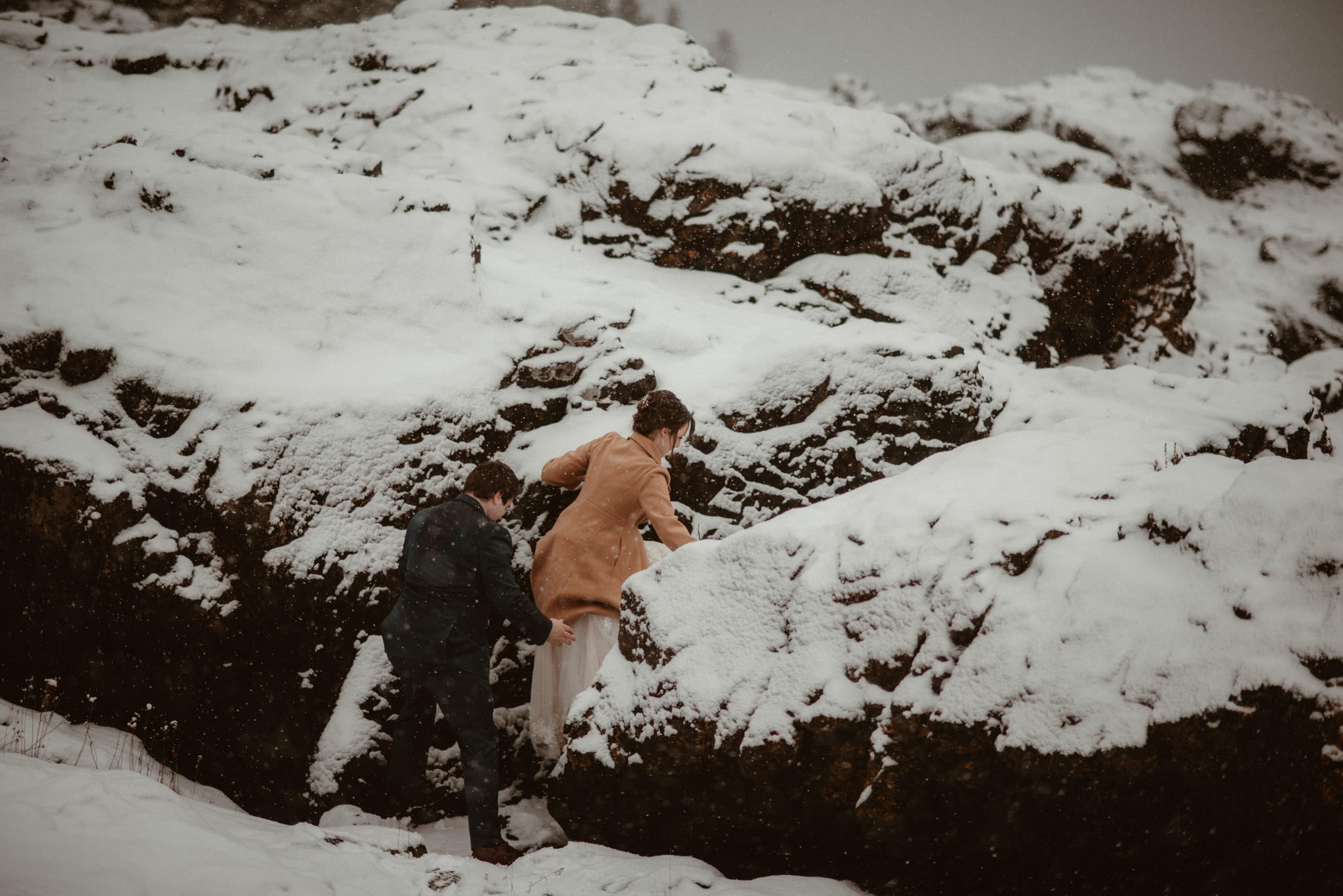 Elopement in winter, Marquette, Michigan