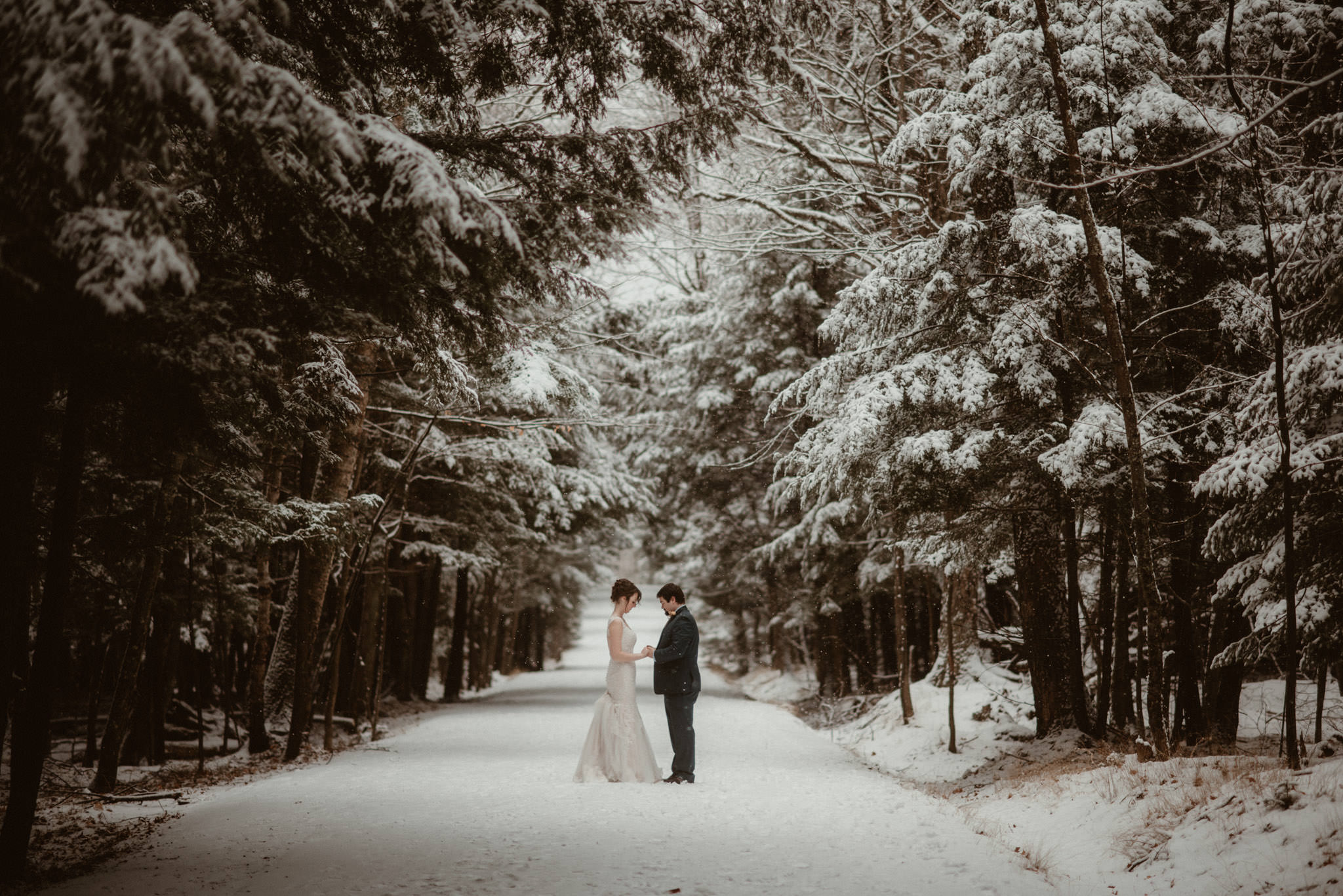 Beautiful snowy elopement in Michigan's Upper Peninsula
