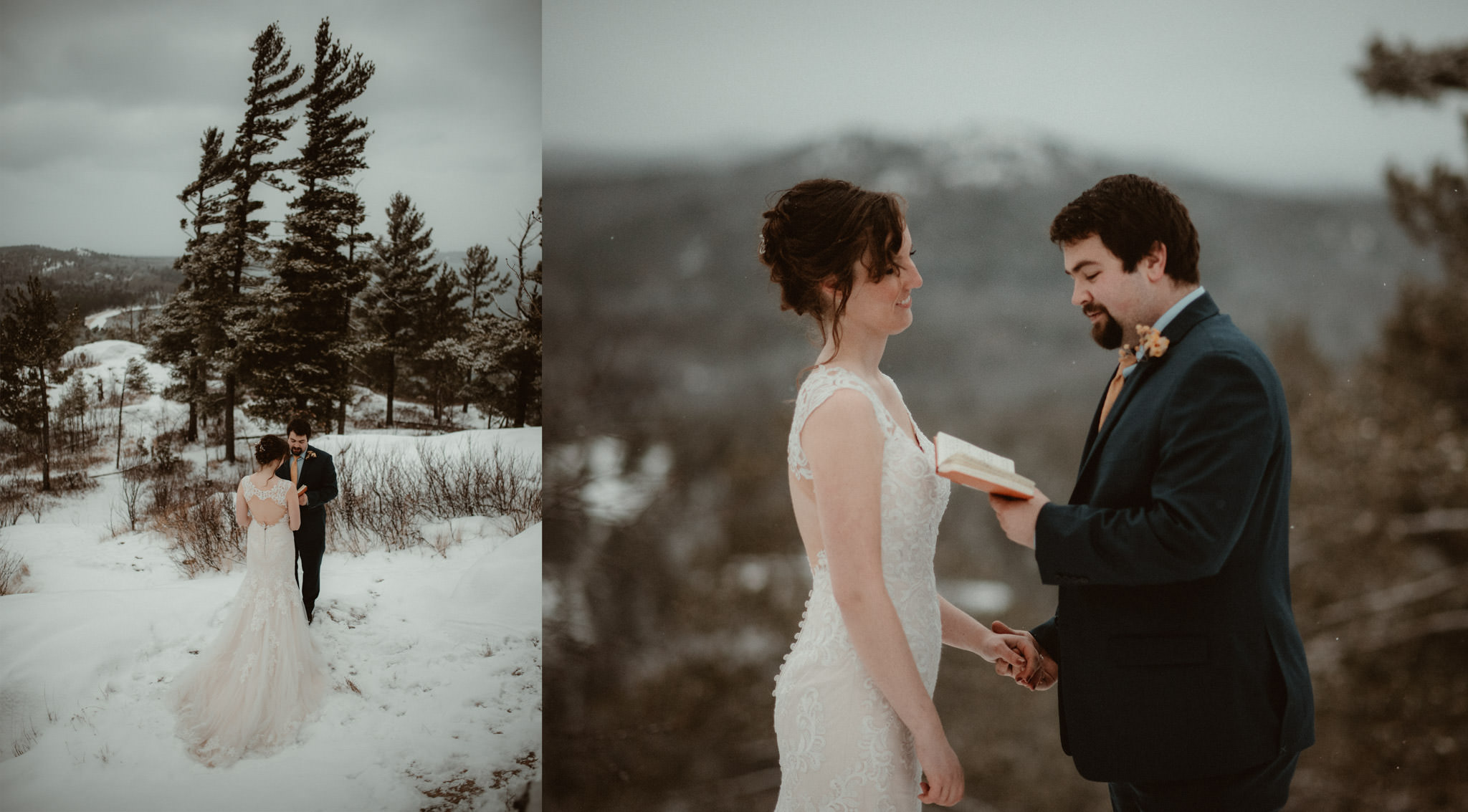 Winter elopement on Sugarloaf Mountain in Marquette, MI