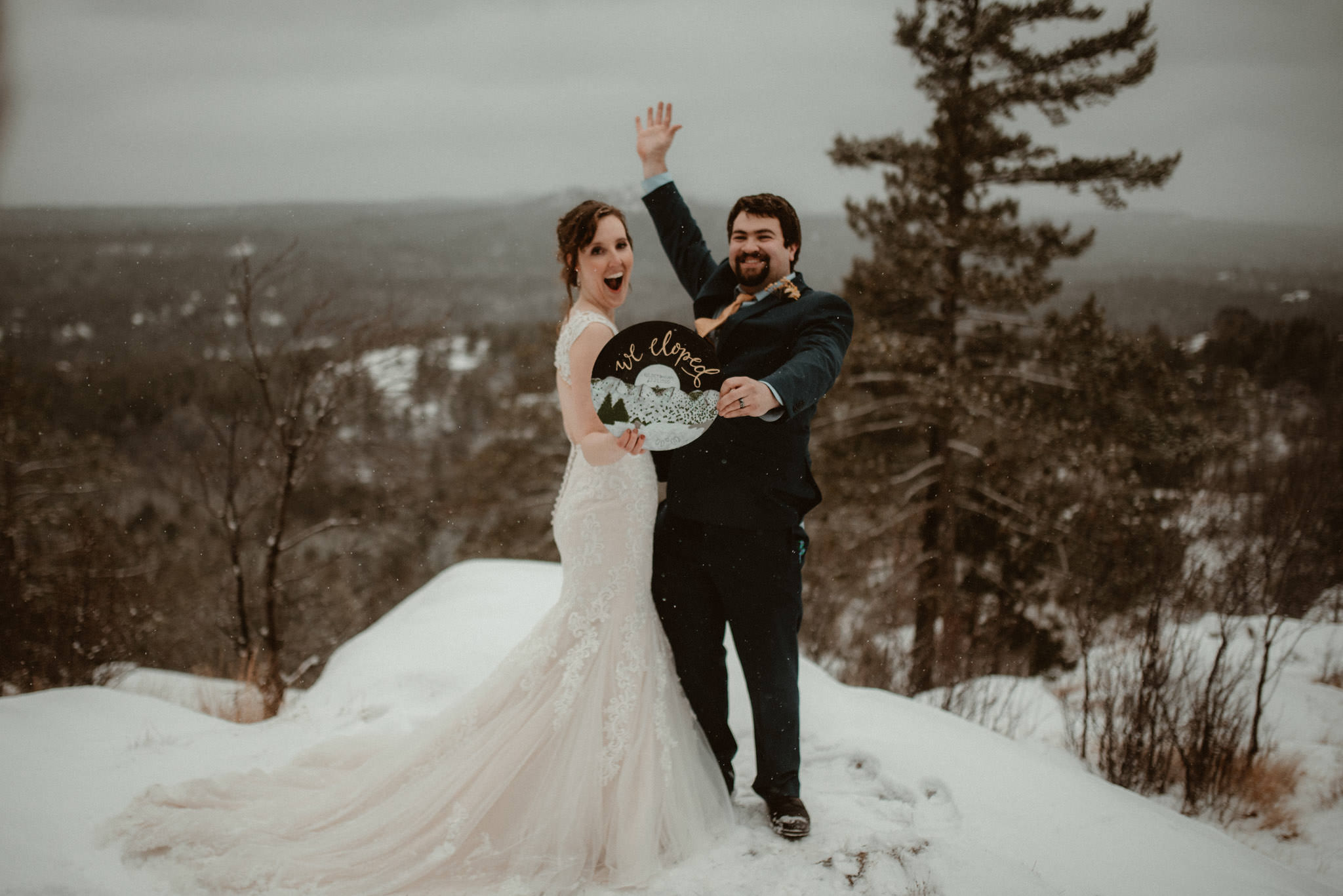 "we eloped" photos in winter