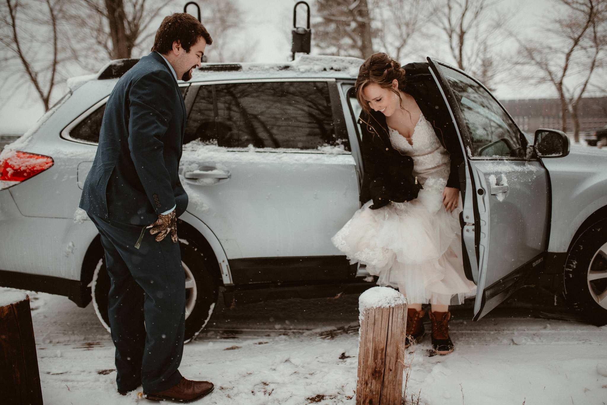 Winter elopement in Marquette, Michigan