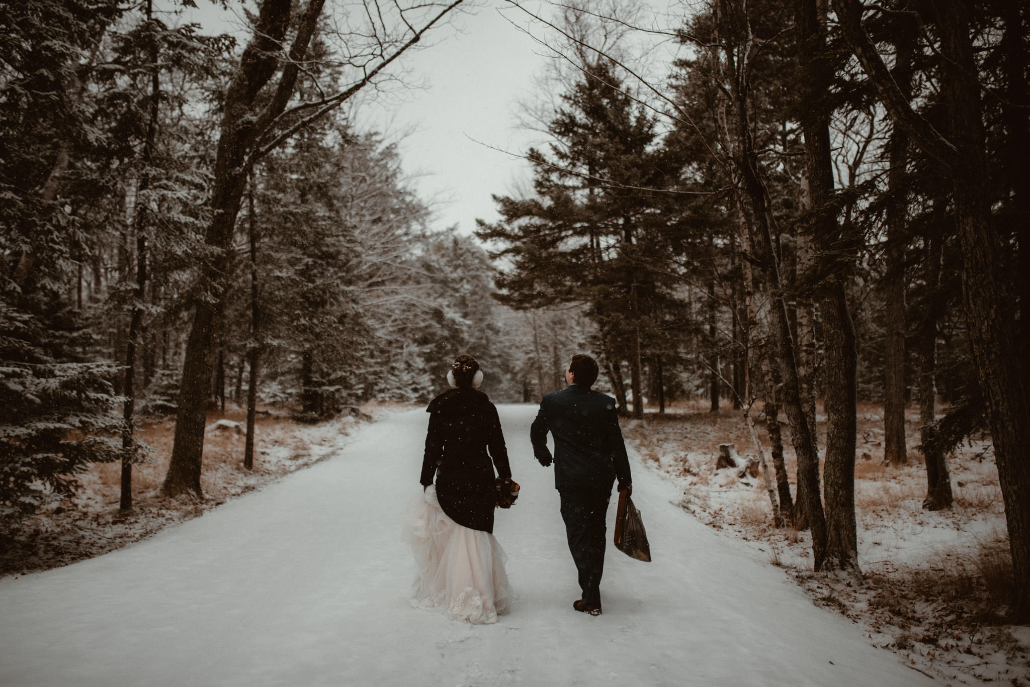 Winter elopement in Marquette, Michigan