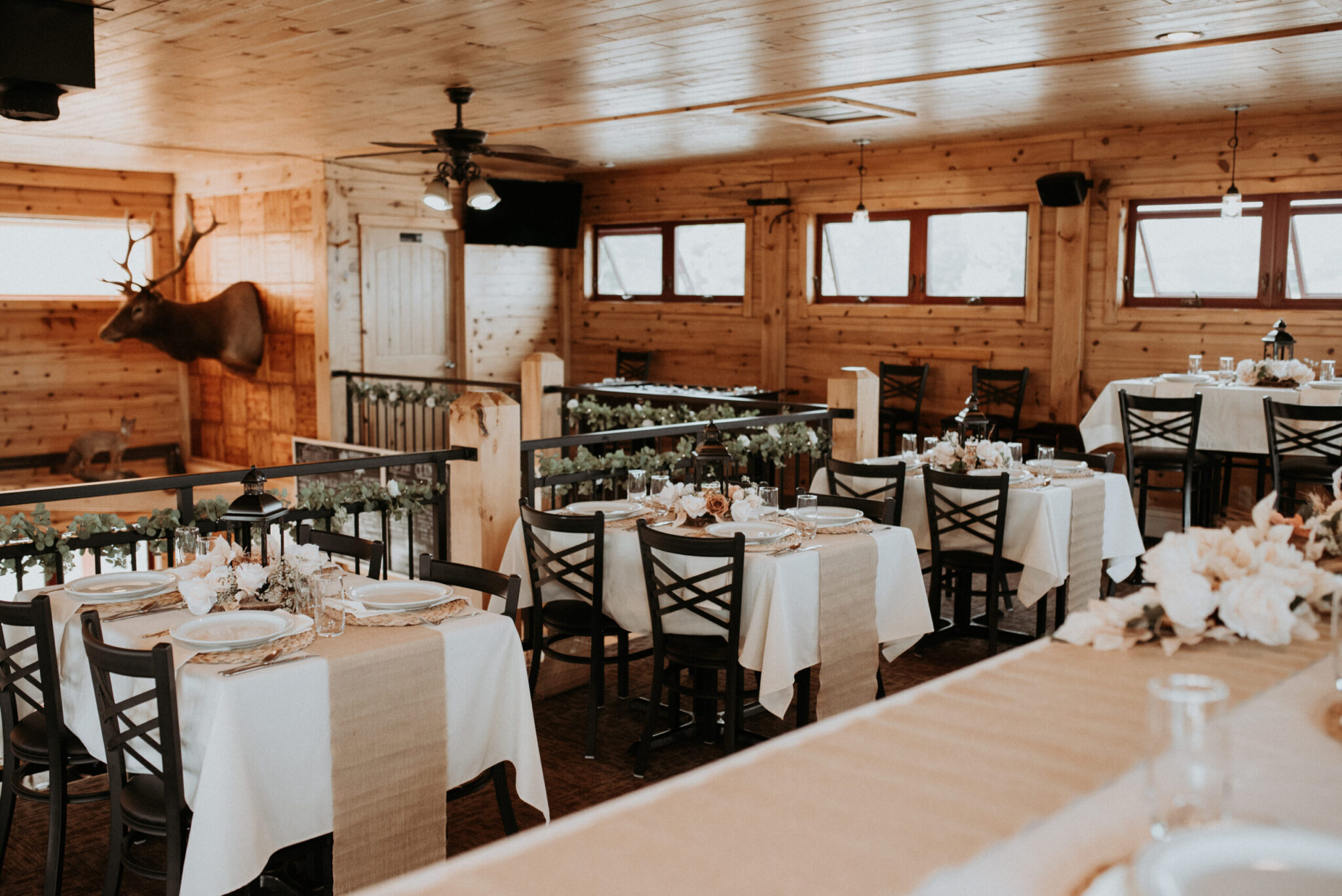 Wedding decor inside The Breakwall in Grand Marais MI