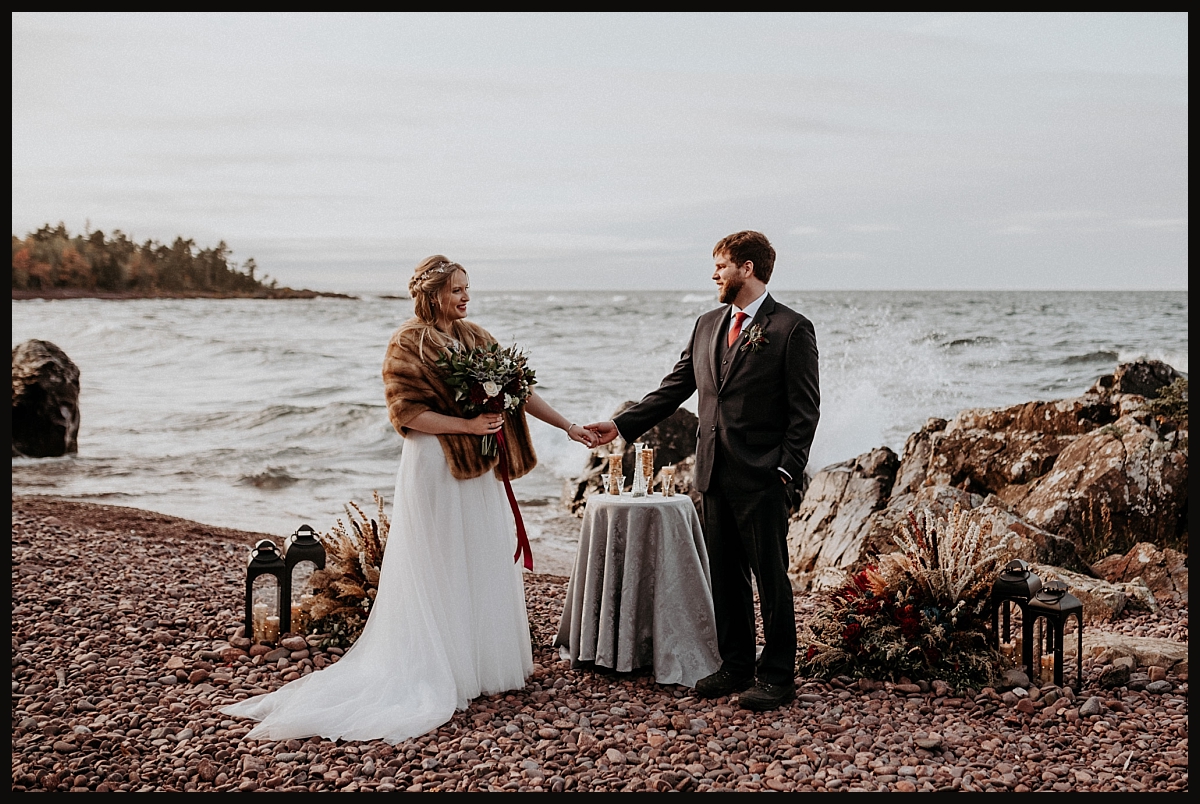 Wedding on the beach in Copper Harbor.