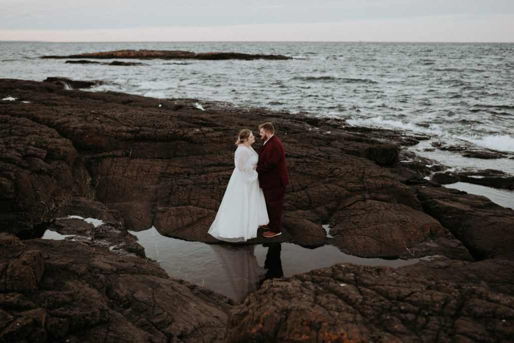 Day-After Wedding Portraits At The Black Rocks, Marquette