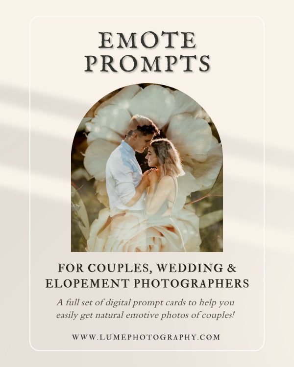 Emote digital prompt cards for couples wedding & elopement photographers.